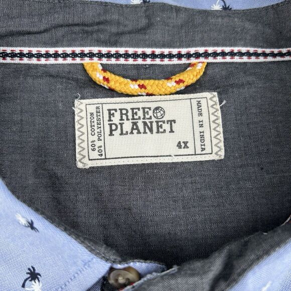 NWT Free Planet Men’s Button Up Casual Beach Tropical Shirt 4XLX Big & Tall - Picture 4 of 8